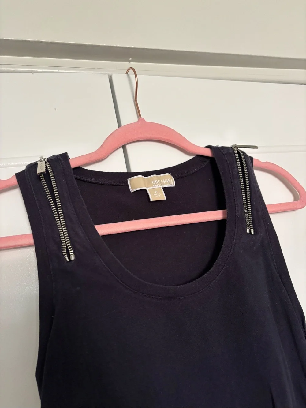 Michael Kors y2k Black Zip-Shoulder Sleeveless Tank